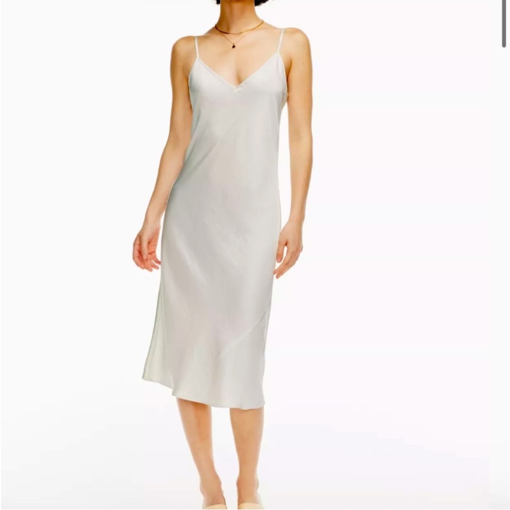 Aritzia Wilfred Only Slip Satin Ivory Midi Dress